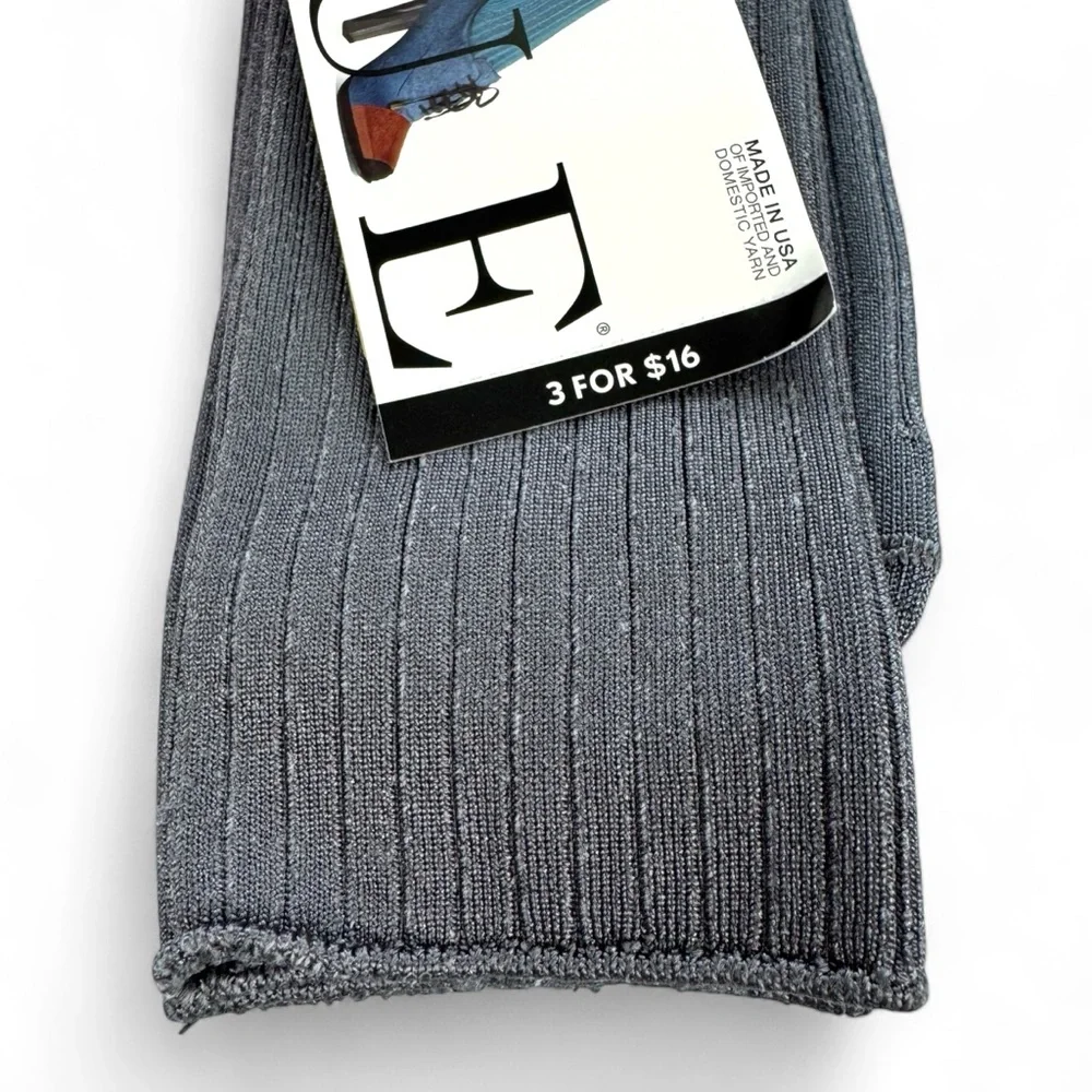 Hue Luster Rib Steel Gray Socks One Size‎ Fits Most Dress Socks